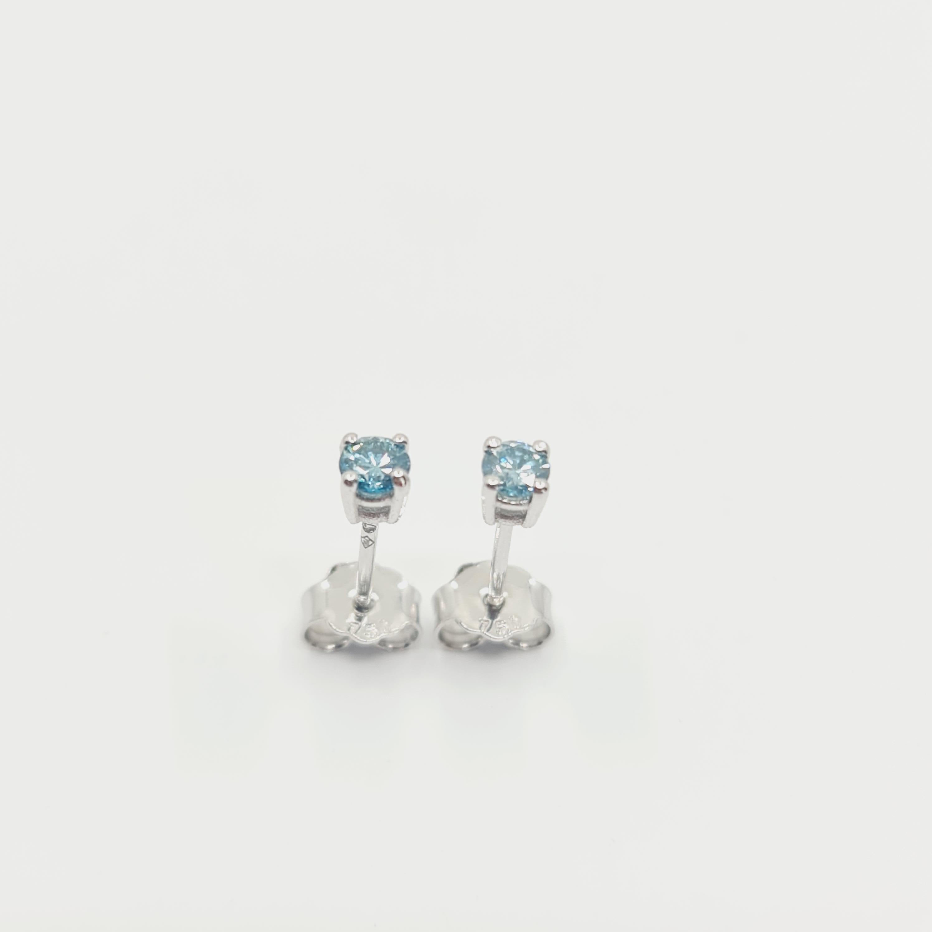 Ohrringe mit ausgefallenen blauen Diamanten 0,24 Karat Ausgefallenes intensives Blau/VS 18k Gold im Angebot 3