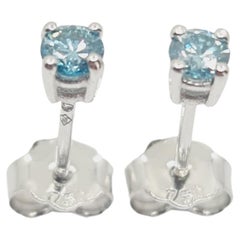 Ohrringe mit ausgefallenen blauen Diamanten 0,24 Karat Ausgefallenes intensives Blau/VS 18k Gold