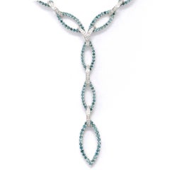 Fancy Blue Diamond Link Drop Necklace