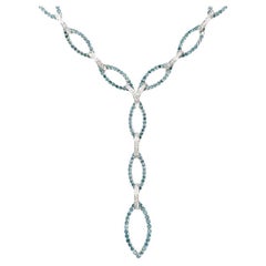 Fancy Blue Diamond Link Drop Necklace