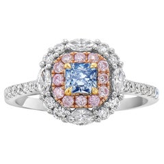 Used Fancy Blue Radiant Diamond Ring