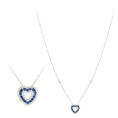 Collana in oro bianco 18 carati con diamante e zaffiro blu Fancy per lei