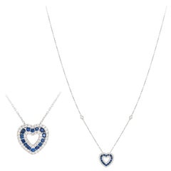 Collier fantaisie en or blanc 18 carats avec saphirs bleus et diamants pour elle