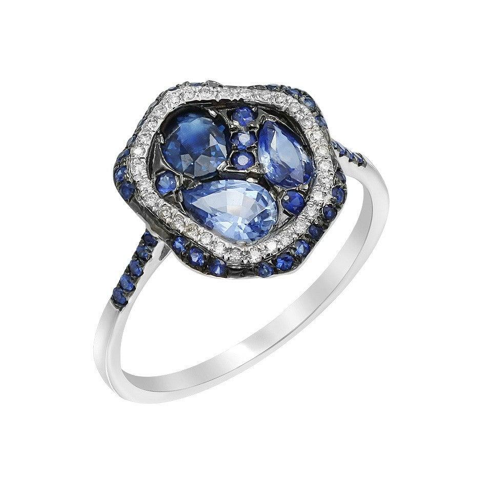 For Sale:  Fancy Blue Sapphire Diamond White Gold Ring 3