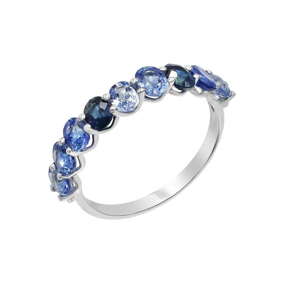 Modern Fancy Blue Sapphire Diamond White Gold Stud Earrings for Her For Sale