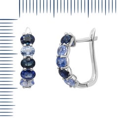 Fancy Blue Sapphire Diamond White Gold Stud Earrings