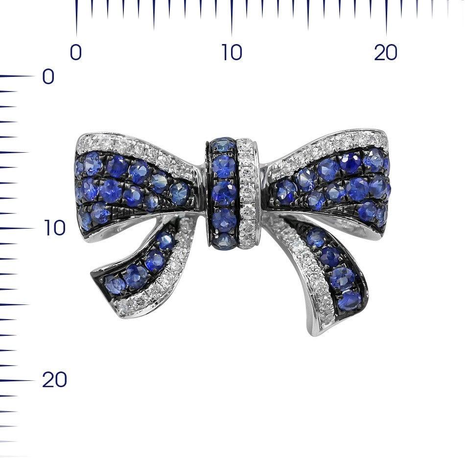 For Sale:  Fancy Blue Sapphire White Diamond White Gold Bow Tie Statement Ring 2