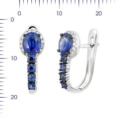 Klappbrisur-Ohrringe aus Weißgold mit ausgefallenem blauen Saphir und weißen Diamanten