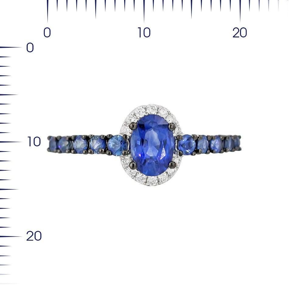 For Sale:  Fancy Blue Sapphire White Diamond White Gold Ring 2