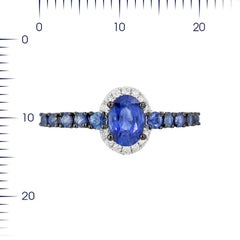 Fancy Blue Sapphire White Diamond White Gold Ring