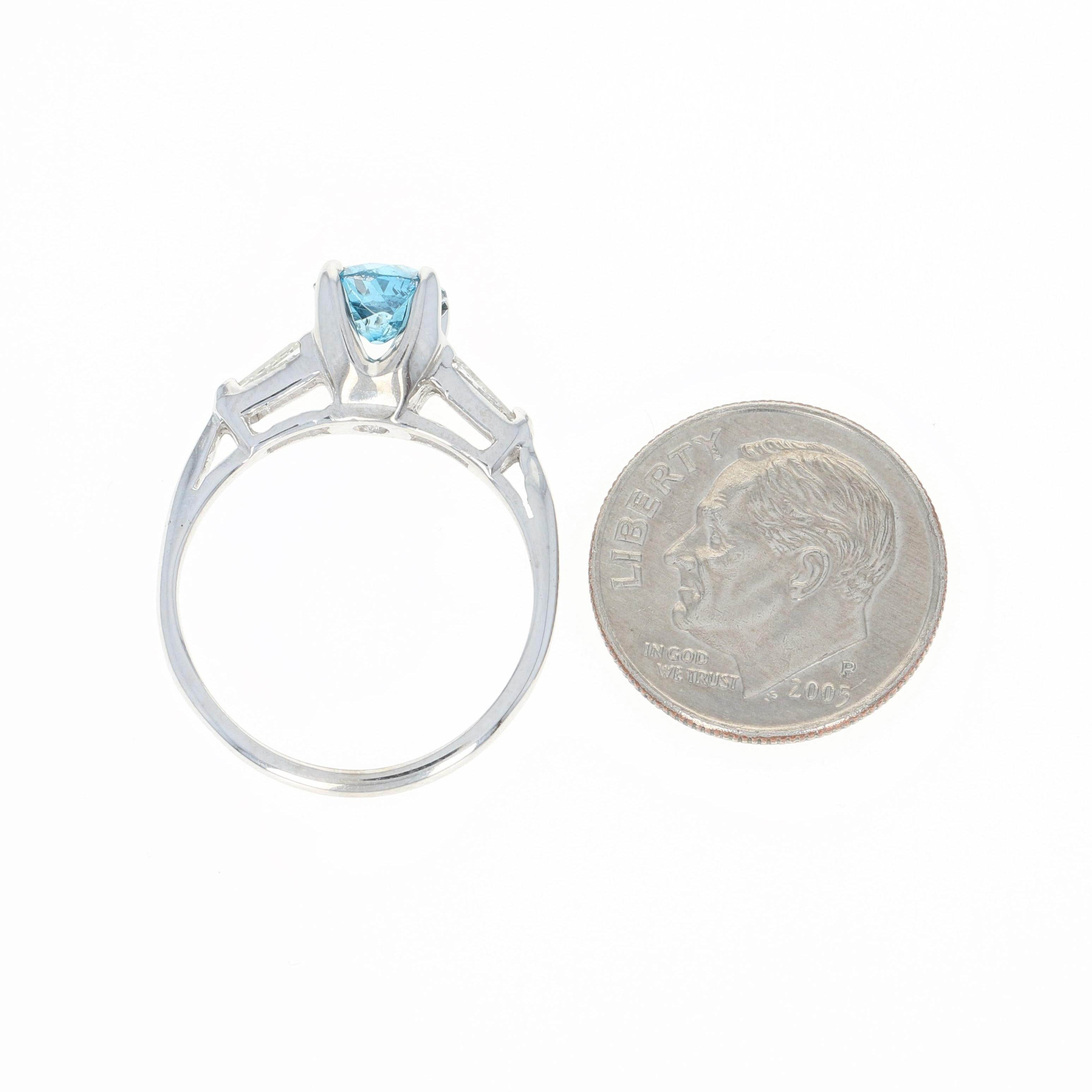 Fancy Blue and White Diamond Engagement Ring, Platinum Cushion Cut 1.45 Carat 3