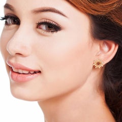 Fancy Diamond 18 Karat Gold Starburst Stud Earrings