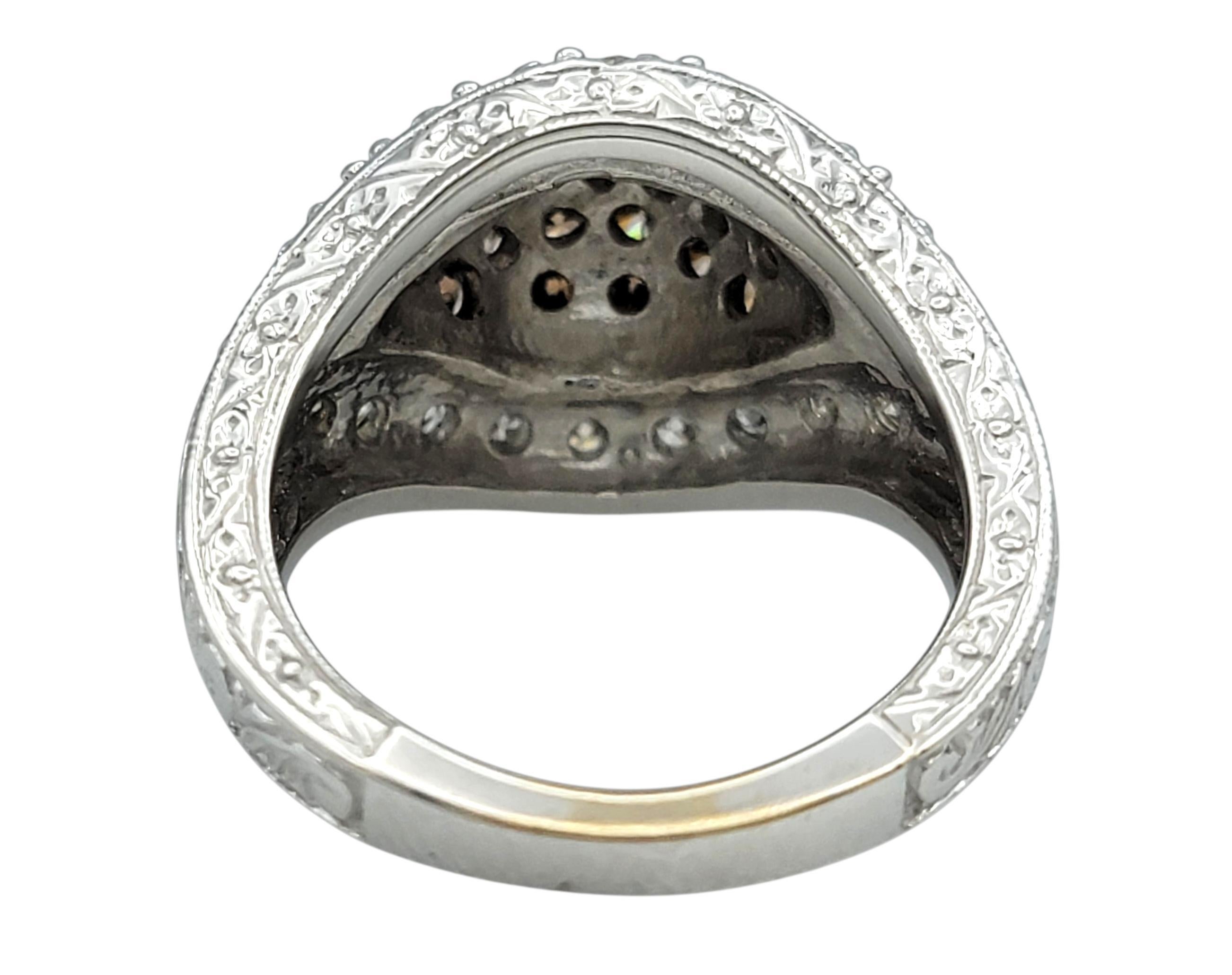 Fancy Brown and White Diamond Graduated Dome Ring in 14 Karat White Gold In condizioni ottime in vendita a Scottsdale, AZ