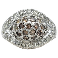 Fancy Brown and White Diamond Graduated Dome Ring in 14 Karat White Gold