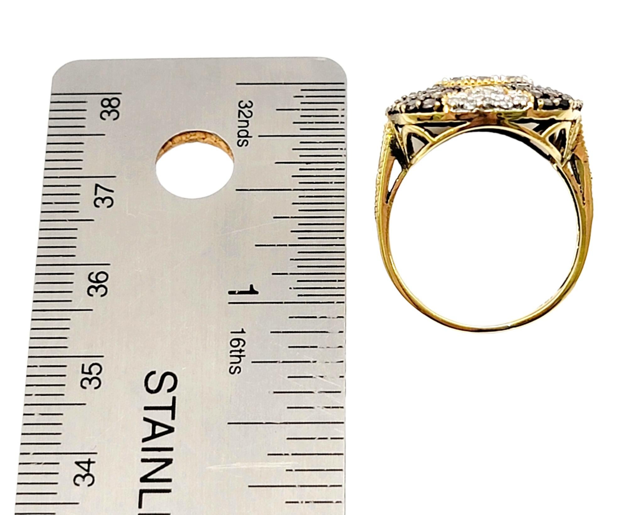 Fancy Brown and White Diamond Tablet Cocktail Ring in Yellow and White 18K Gold  For Sale 10