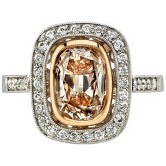 Fancy Brown Cushion Cut Two-Toned Ring