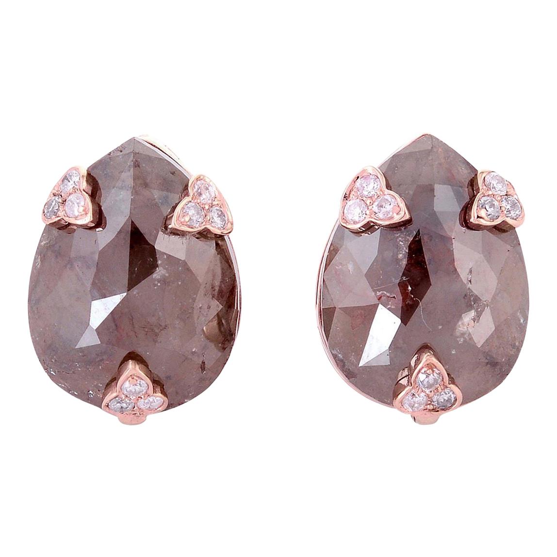 Fancy Diamond 18 Karat Gold Stud Earrings For Sale