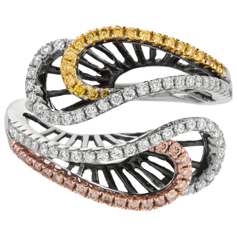 Exquisite Ribbon Diamond Ring For Sale at 1stDibs