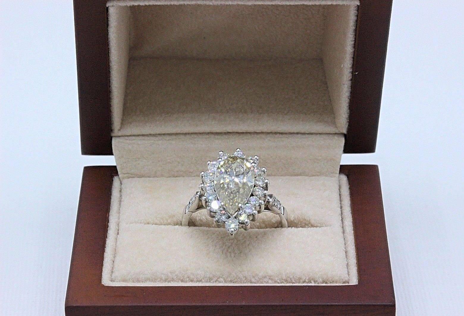 Fancy Brown Pear Shape 3.80 Carat Diamond Engagement Ring in 14 Karat White Gold 5