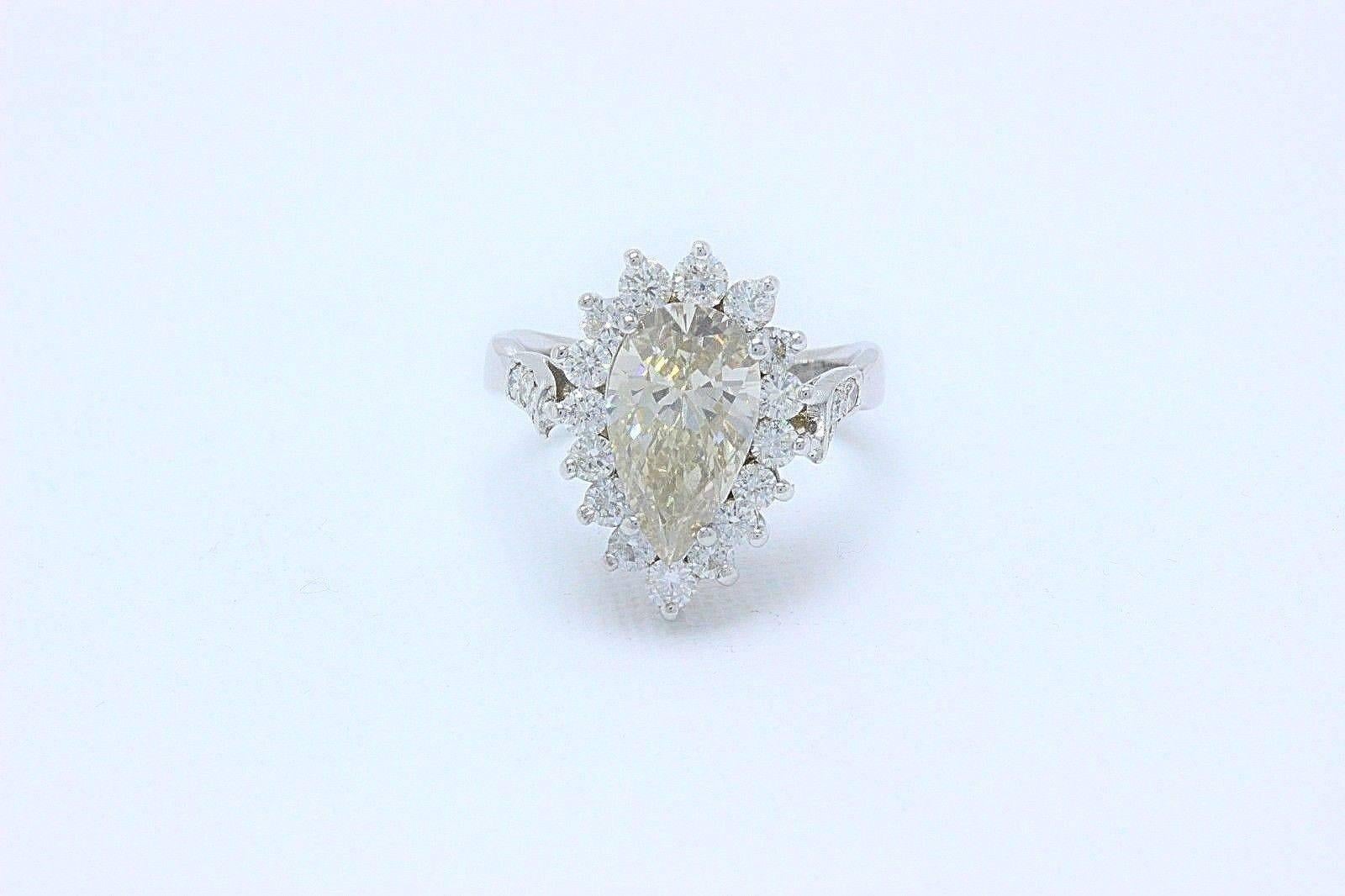 Pear Cut Fancy Brown Pear Shape 3.80 Carat Diamond Engagement Ring in 14 Karat White Gold