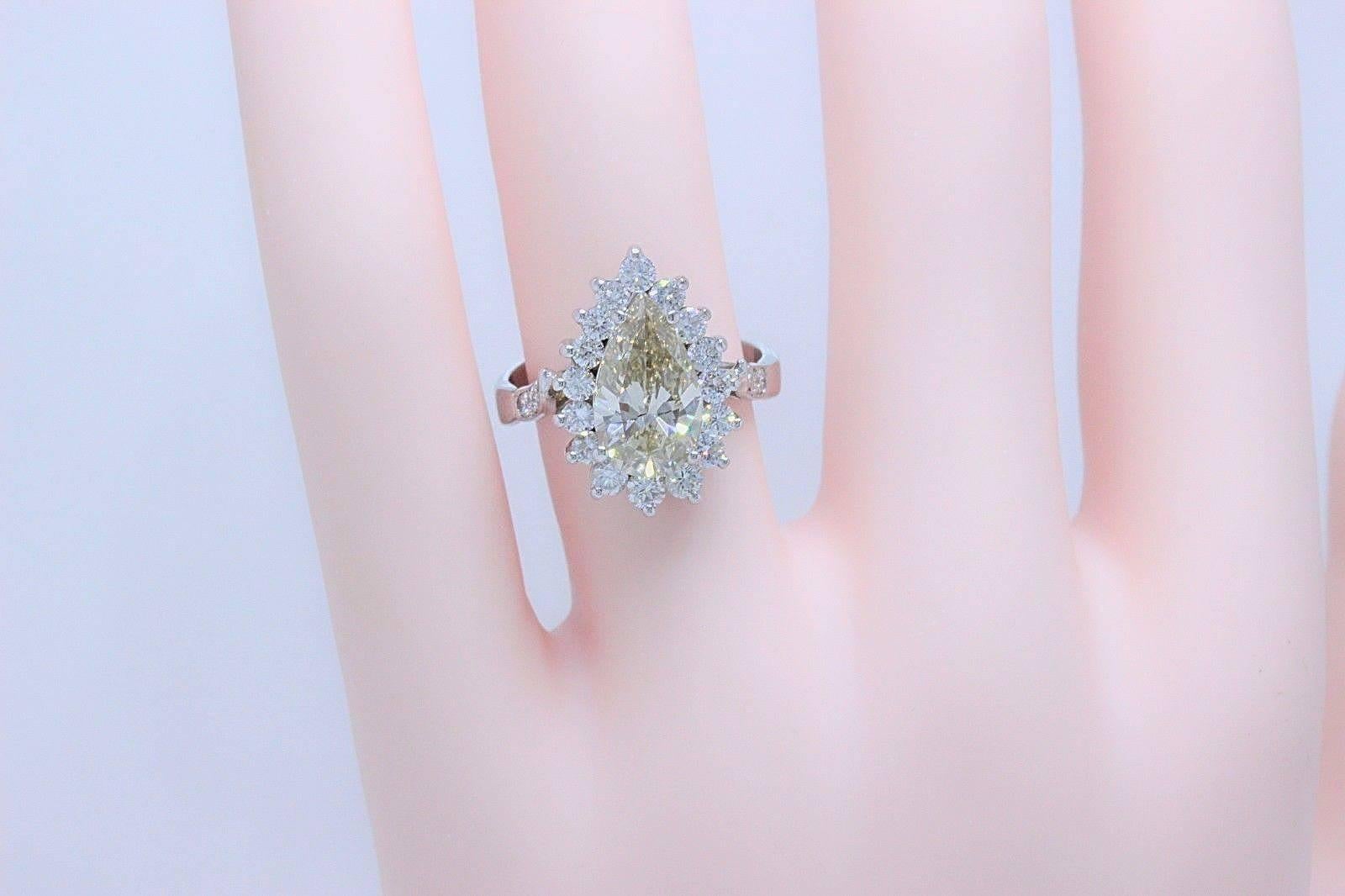 Women's Fancy Brown Pear Shape 3.80 Carat Diamond Engagement Ring in 14 Karat White Gold