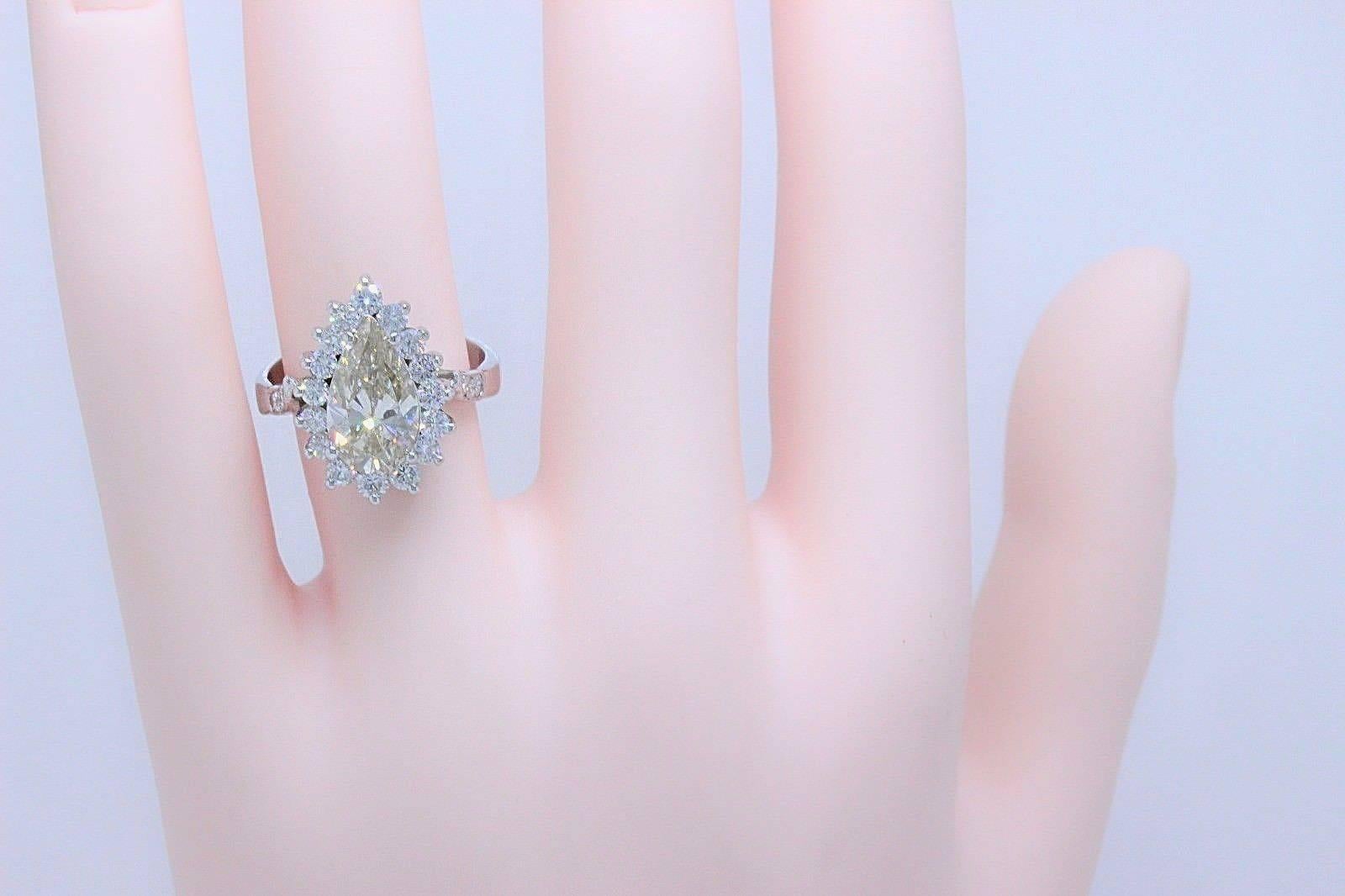 Fancy Brown Pear Shape 3.80 Carat Diamond Engagement Ring in 14 Karat White Gold 1