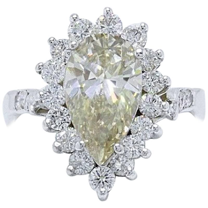 Fancy Brown Pear Shape 3.80 Carat Diamond Engagement Ring in 14 Karat White Gold