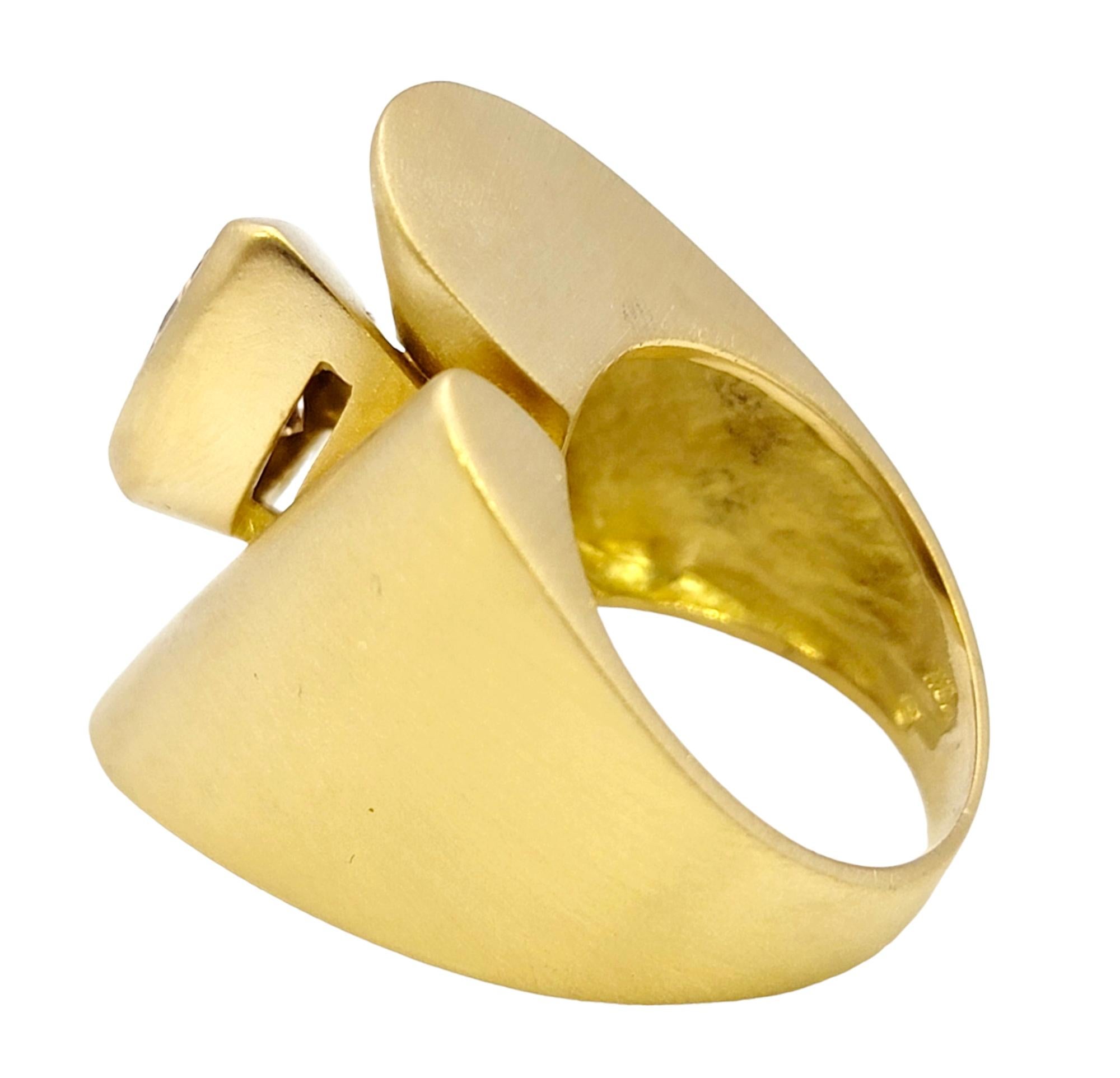 Women's Fancy Brown Pear Shaped Diamond  Brushed Gold Contemporary Bypass Cocktail Ring For Sale