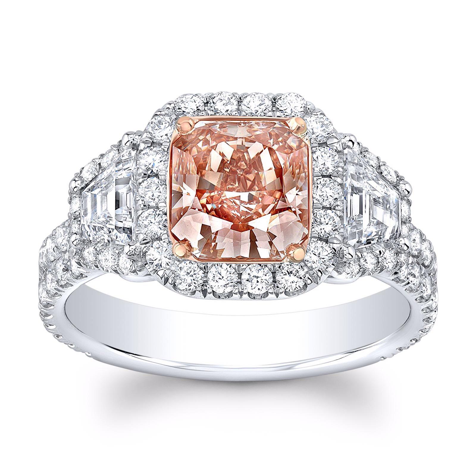 Fancy Brown Pink Diamond Ring Radiant Cut 1.66 Carats GIA Certified In New Condition In Beverly Hills, CA