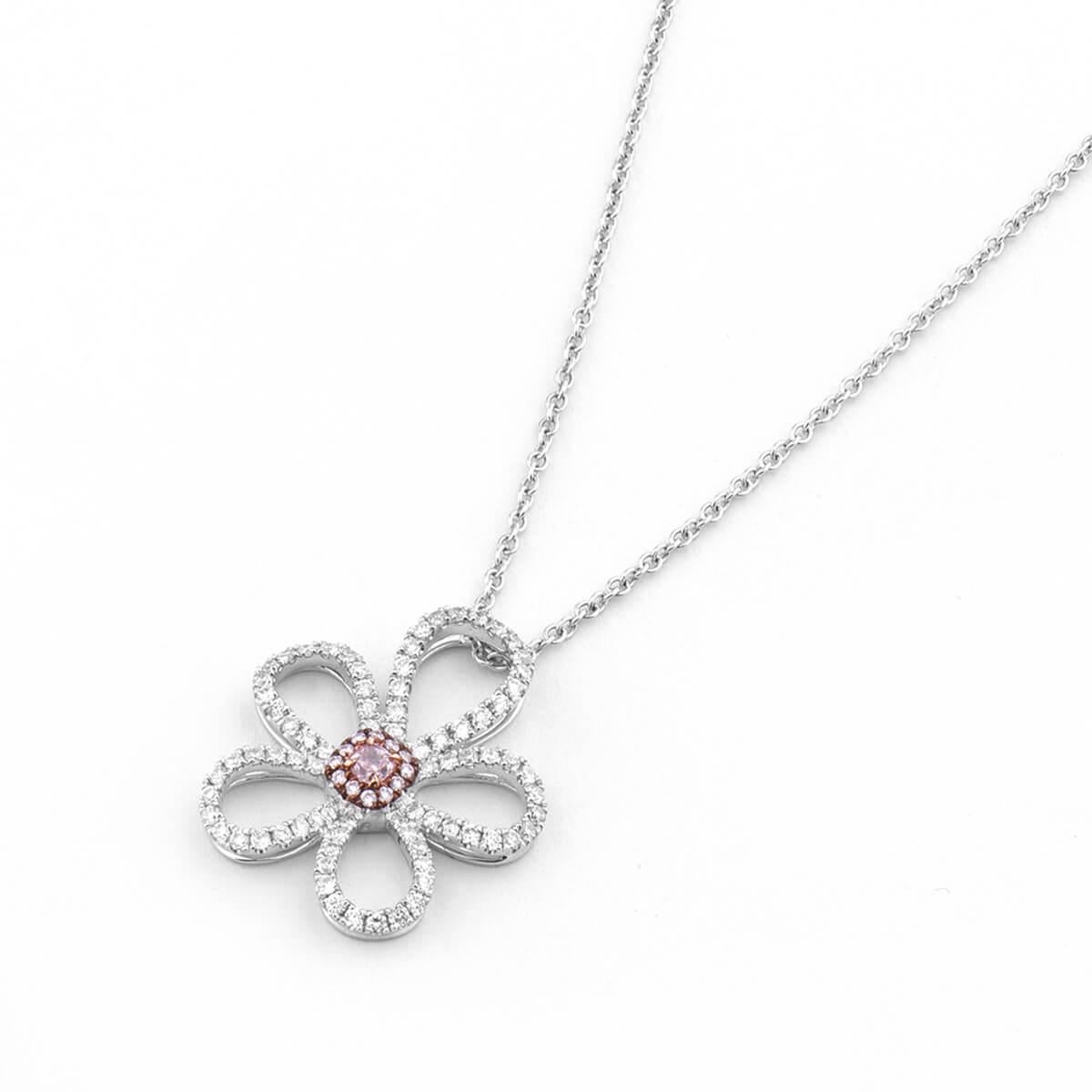 Cushion Cut Fancy Brown Pink White Diamond 18 Karat White Gold Cushion Pendant Necklace For Sale