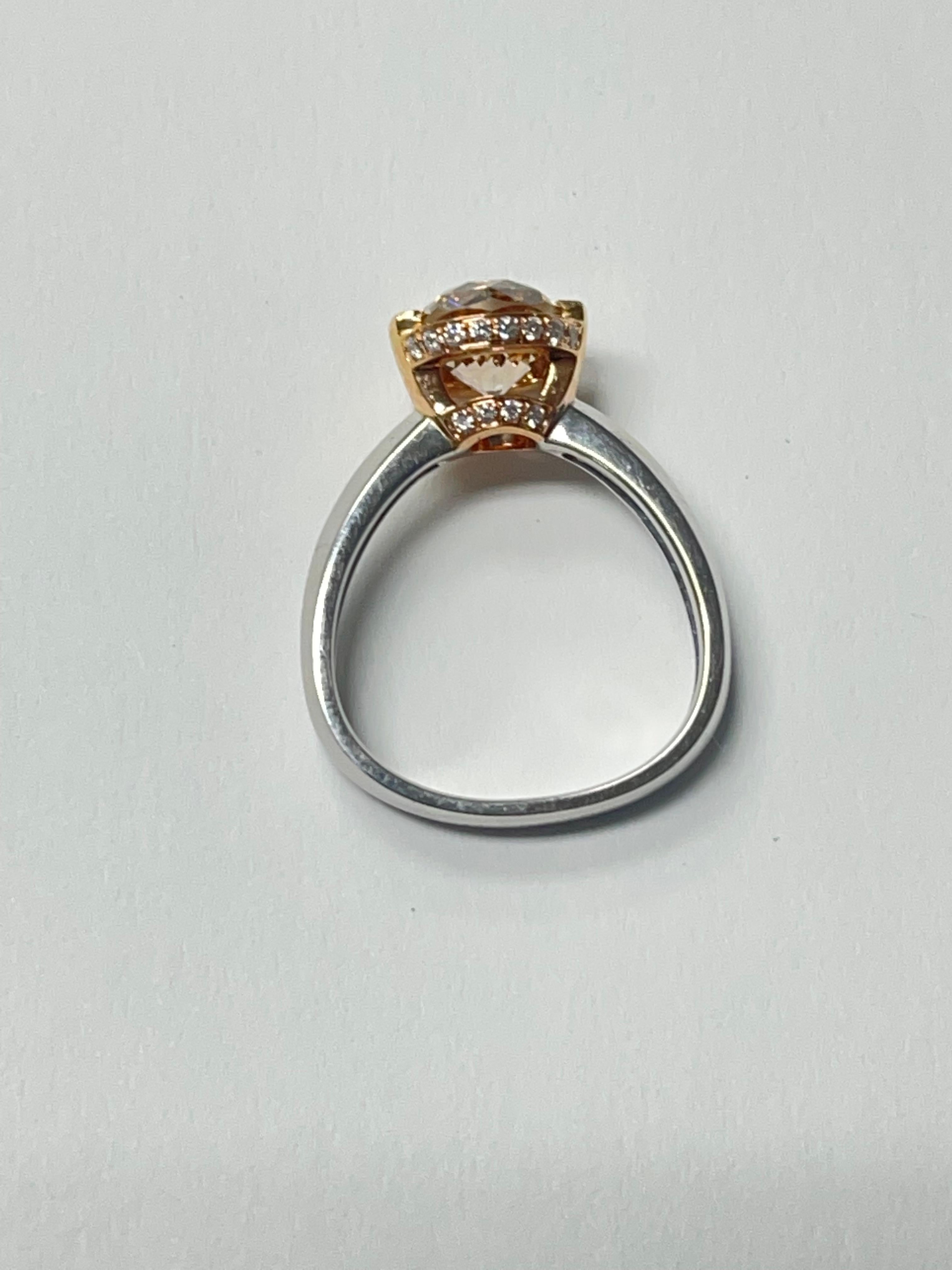Contemporary Fancy Brown Sunflower Cut Diamond Engagement Ring in 18 K White and Rose Gold