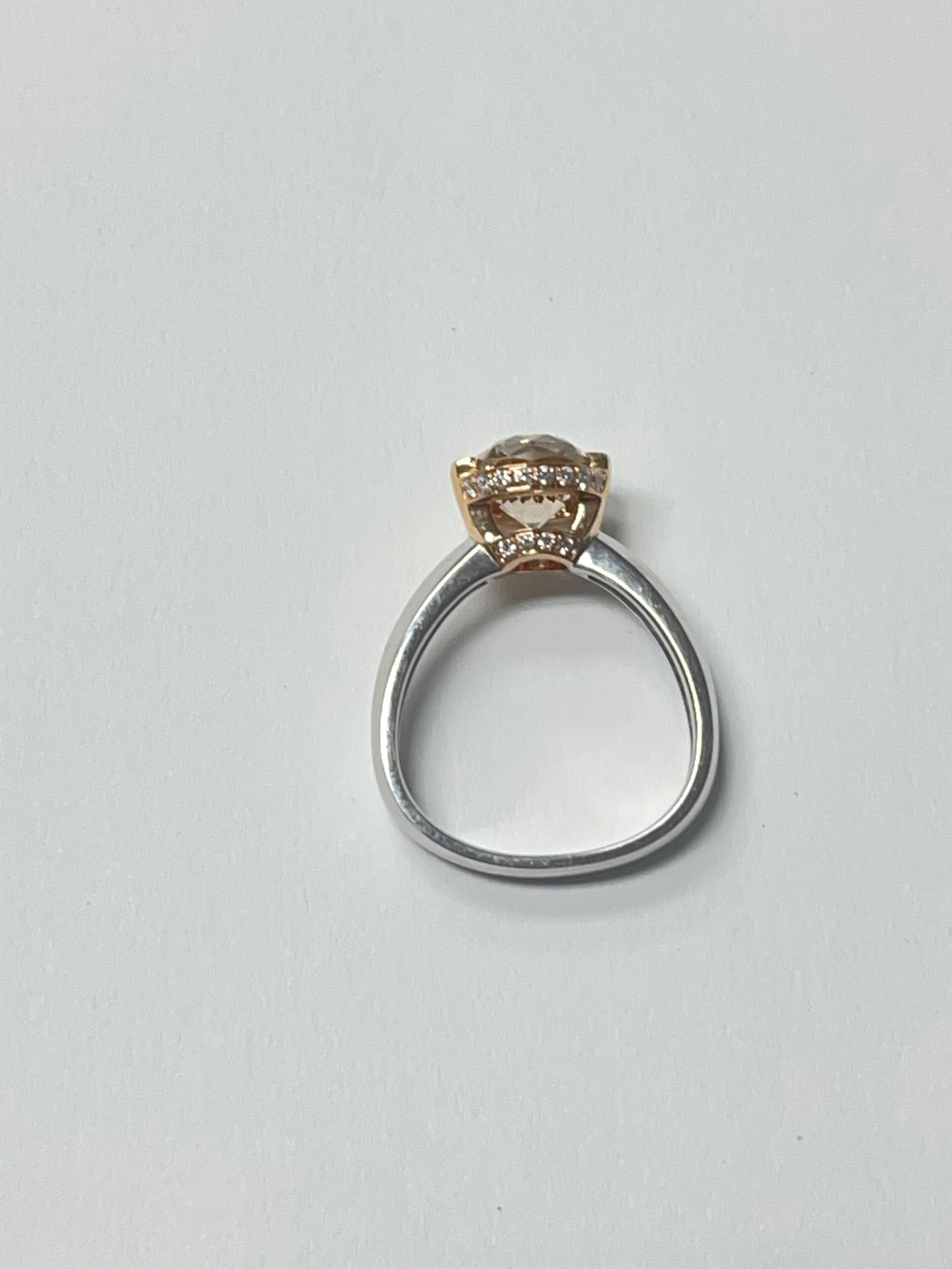 Fancy Brown Sunflower Cut Diamond Engagement Ring in 18 K White and Rose Gold In New Condition In New York, NY