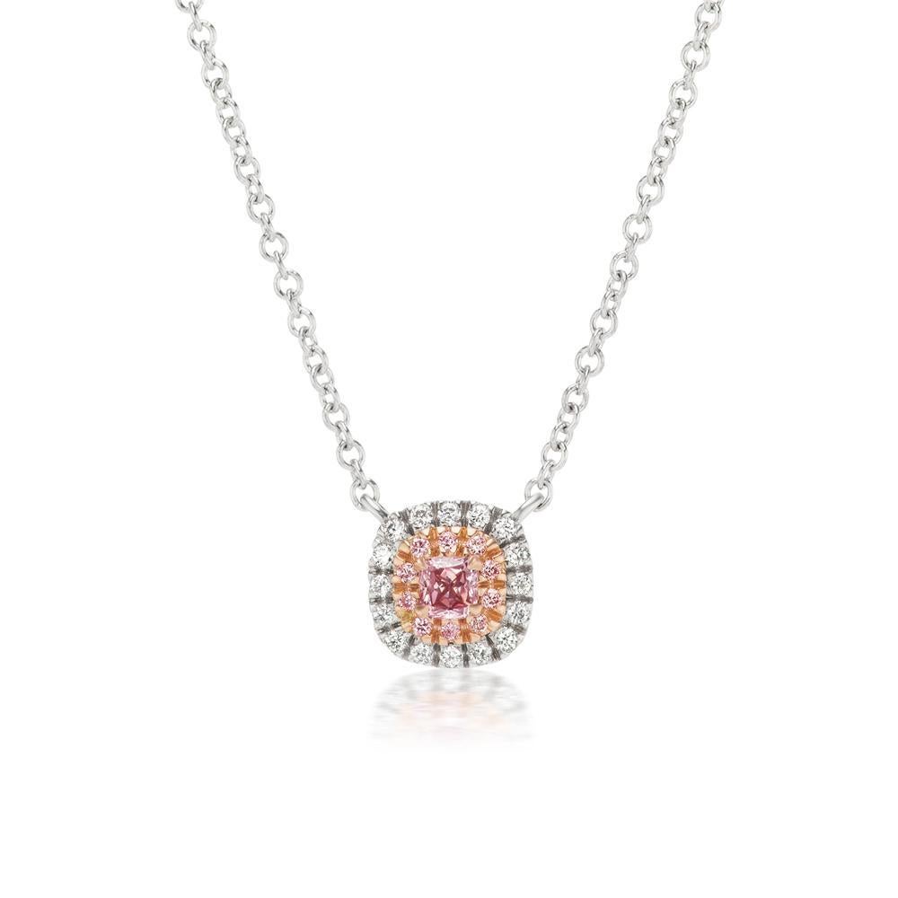 18k White Gold .23ct Pink Diamond Pendant For Sale at 1stDibs