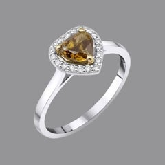Fancy Brownish Yellow Diamond Heart Diamond 0.91ct Ring