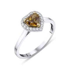 Fancy Brownish Yellow Diamond Heart Diamond 0.91ct Ring