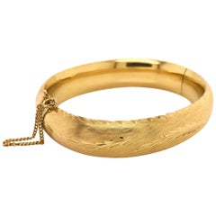 Fancy Brushed Yellow Gold Bangle Bracelet