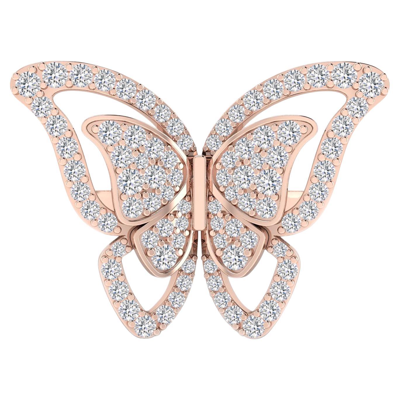 Fancy Butterfly Cocktail Ring with Diamond in 18 Karat Rose Gold