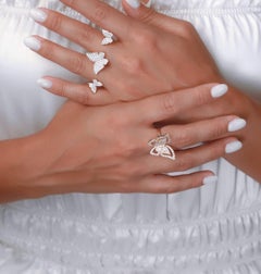 Fancy Butterfly Cocktail Ring with Diamond in 18 Karat Yellow Gold