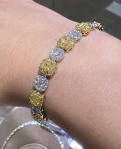 Fancy Canary Yellow and White Diamond Statement Bracelet 9.59ct TW