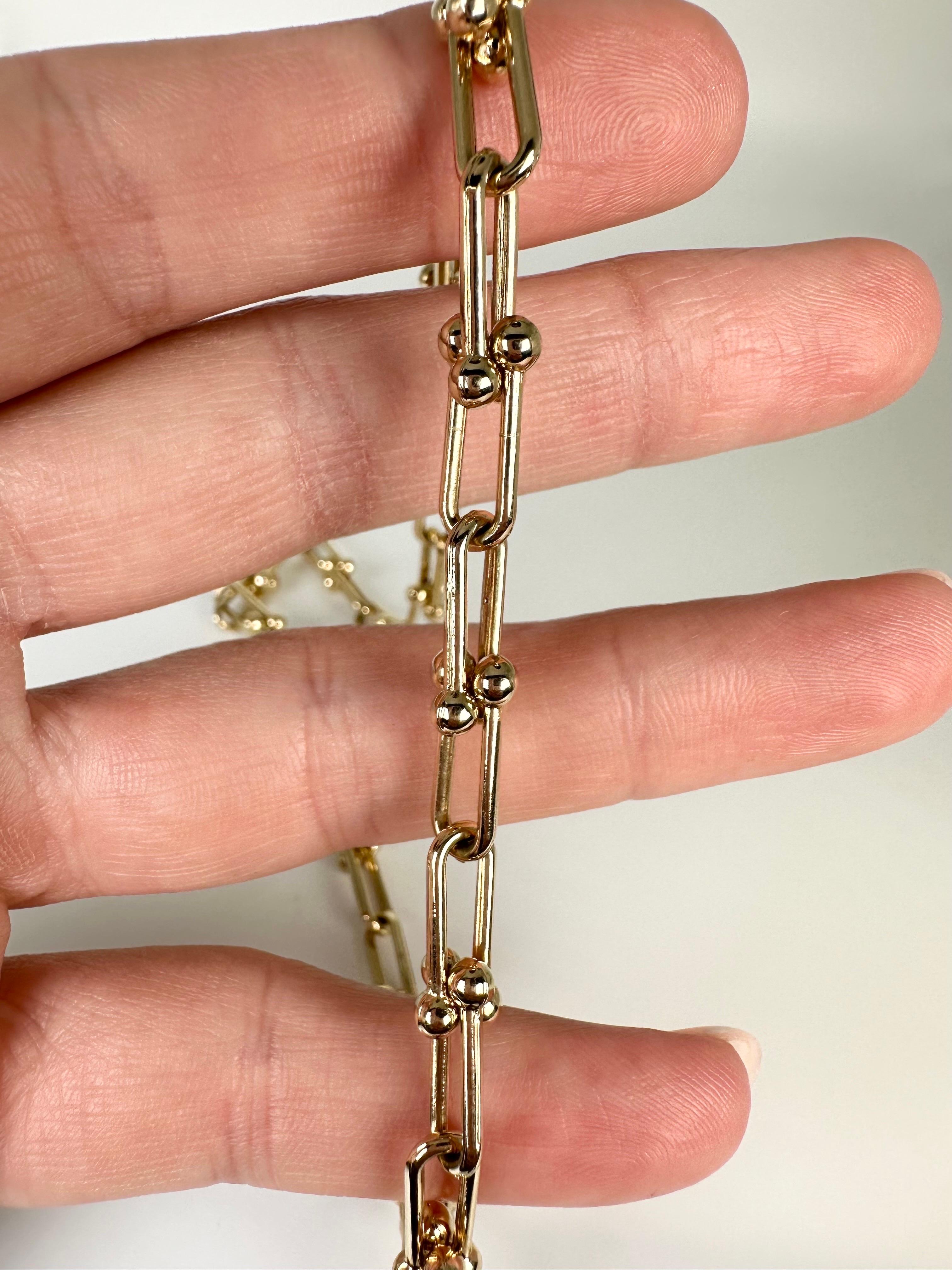 Fancy chain necklace solid gold 14KT link necklace custom design For Sale 1