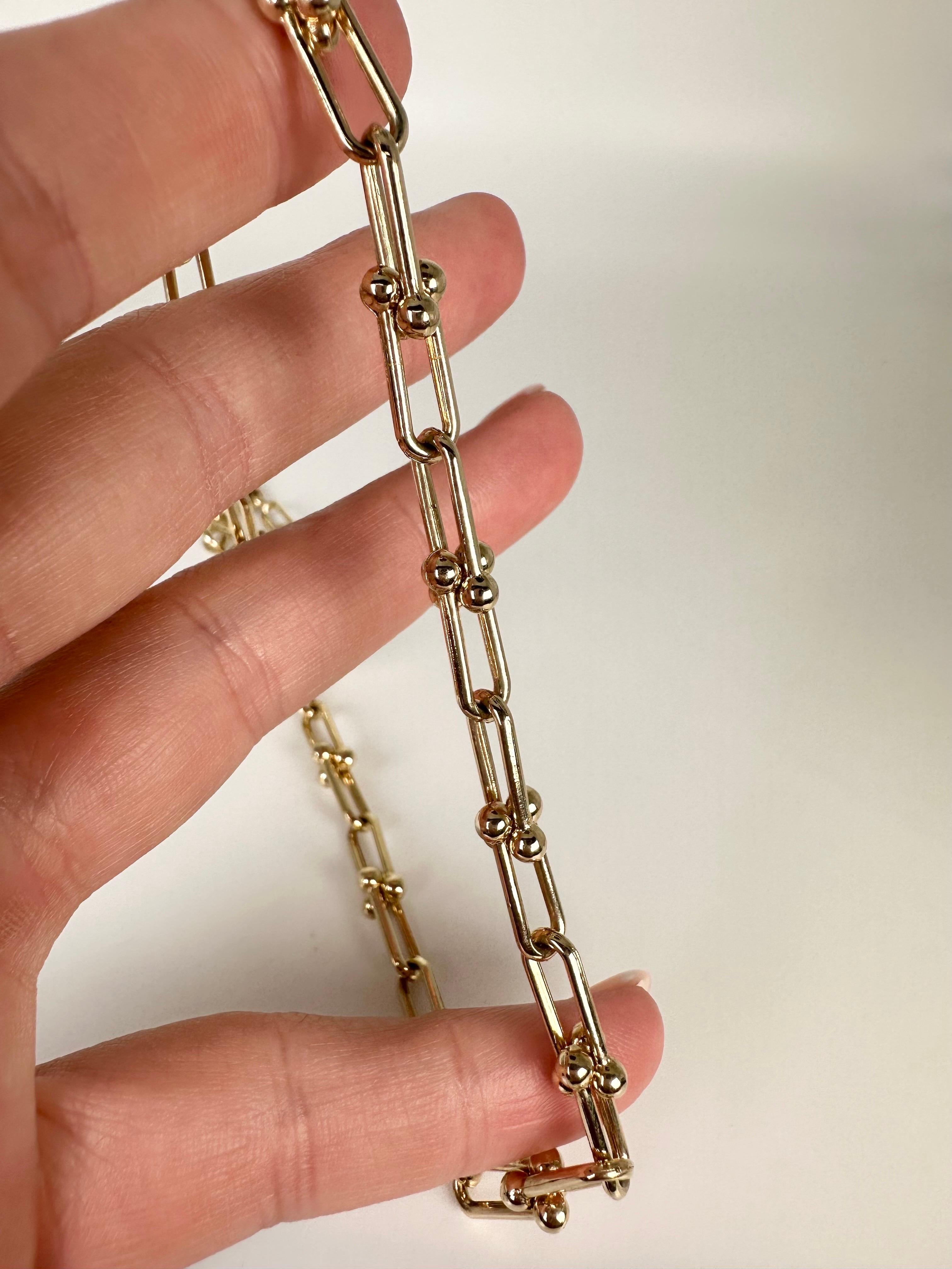 Fancy chain necklace solid gold 14KT link necklace custom design For Sale 2