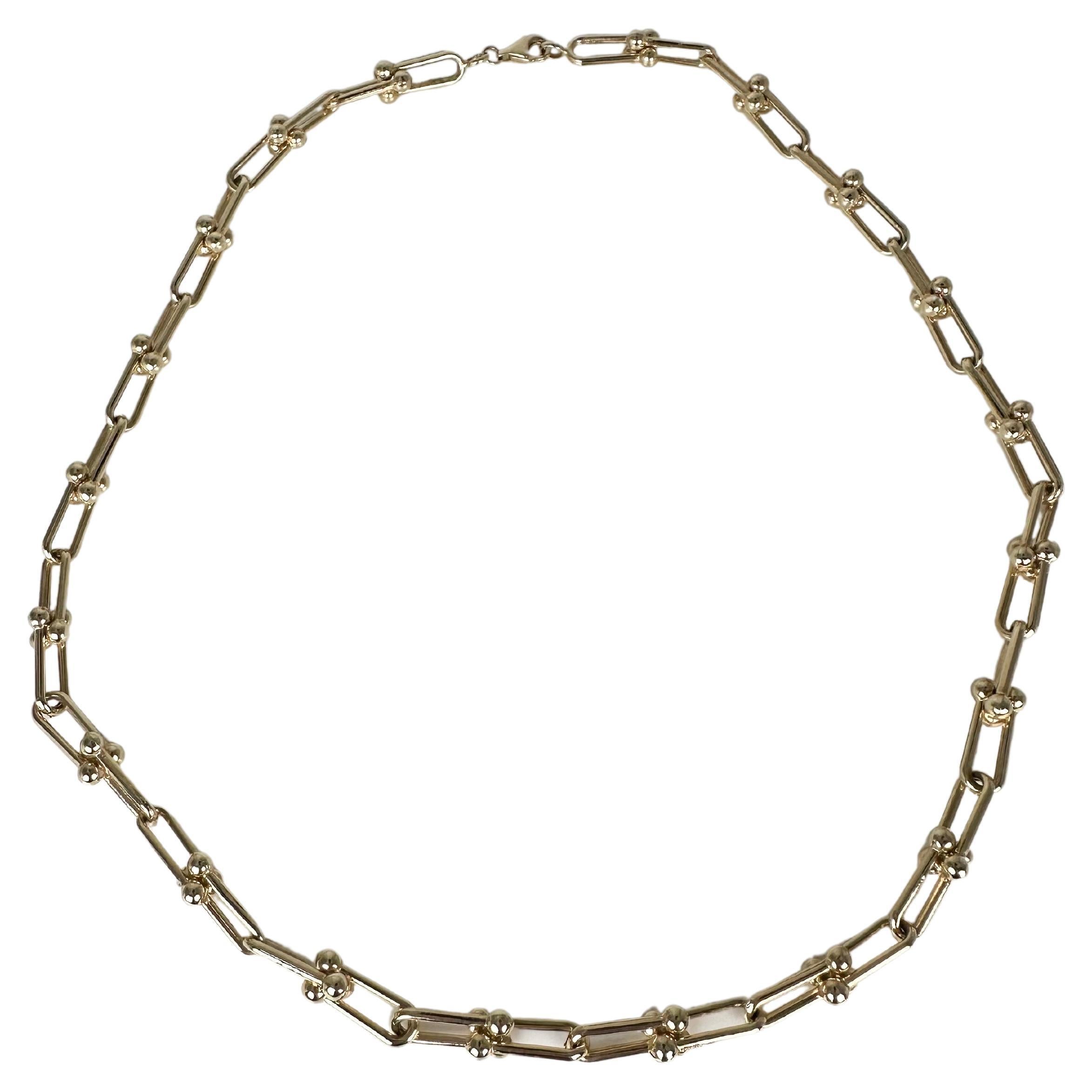 Fancy chain necklace solid gold 14KT link necklace custom design For Sale