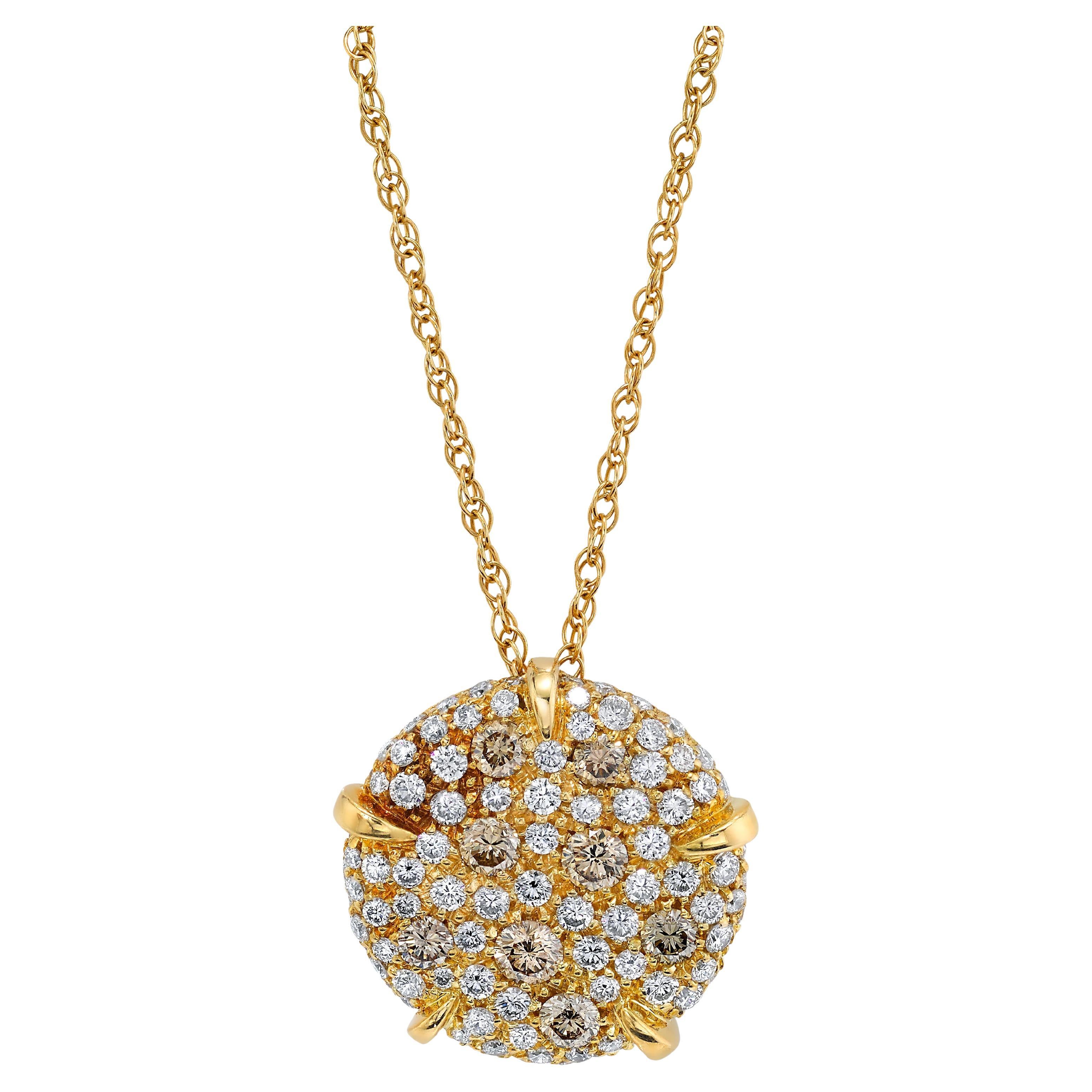 Collar de Diamantes Champán Fantasía en Oro Amarillo de 18k