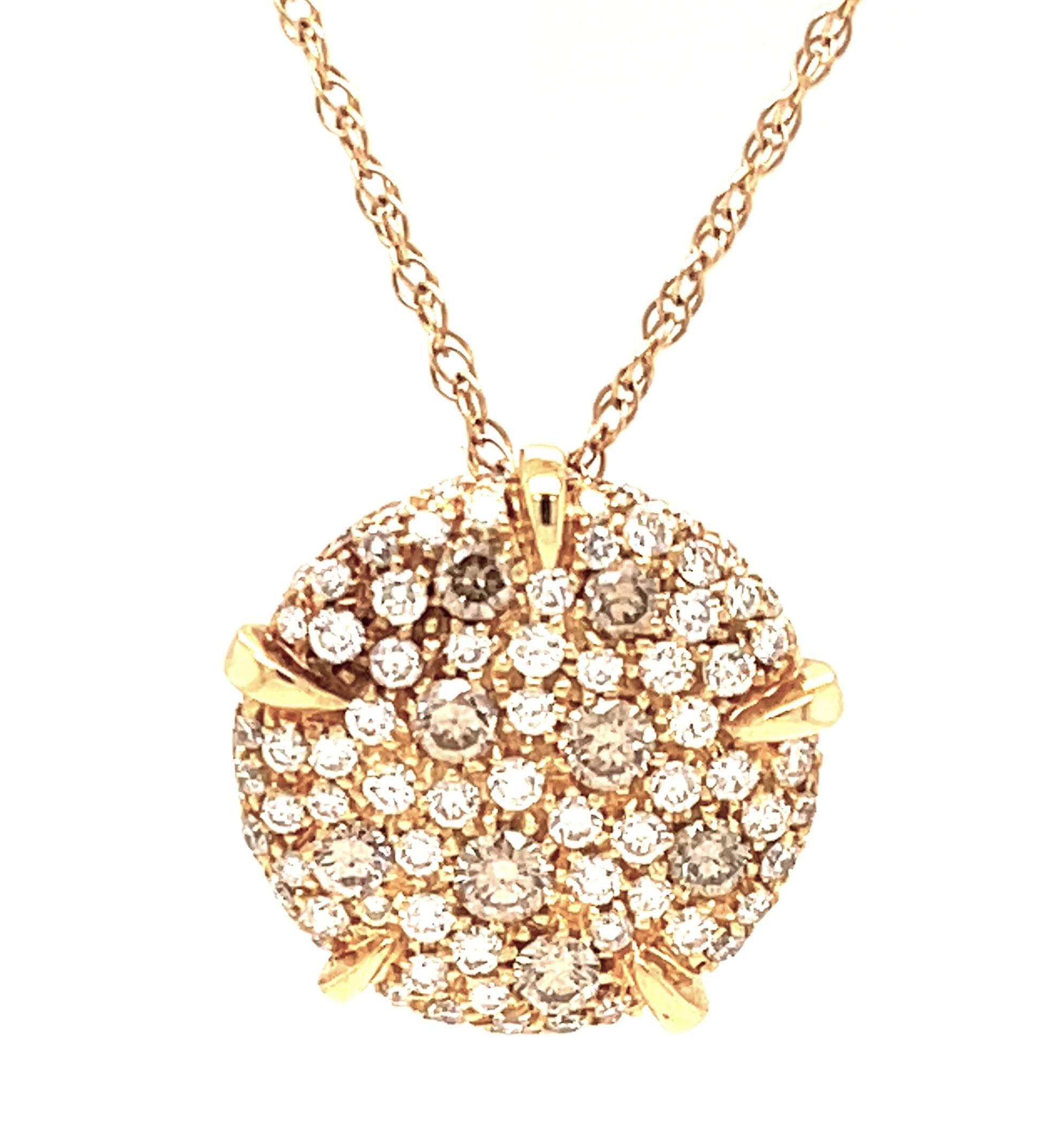 Brilliant Cut Fancy Champagne Diamond Necklace in 18k Yellow Gold  For Sale