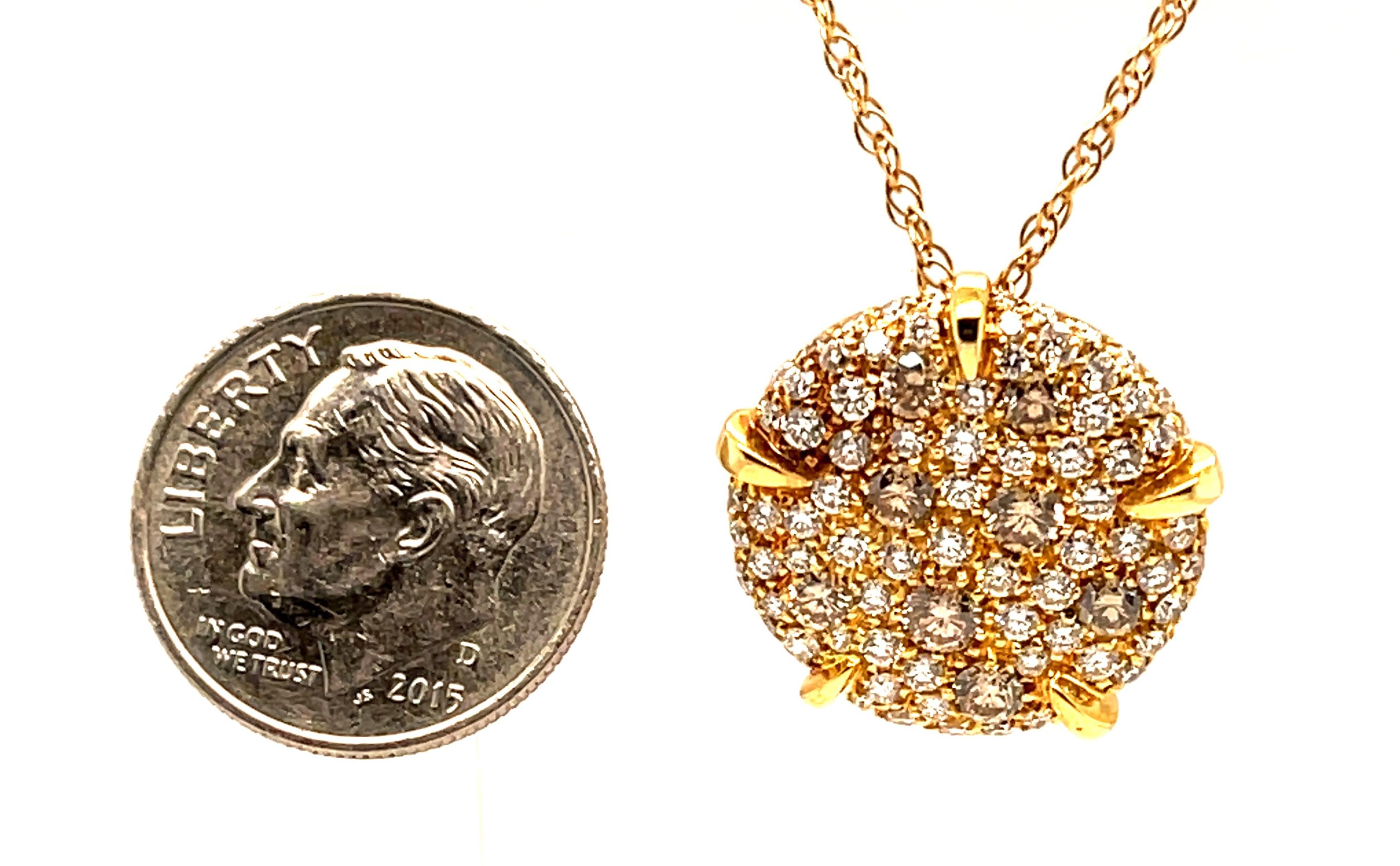 Collier de diamants champagne fantaisie en or jaune 18 carats Unisexe en vente