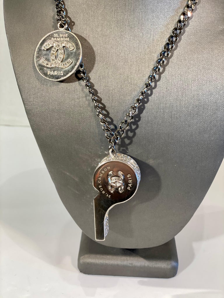 Fancy Chanel Whistle Pendant with CC Medallion Necklace Chain Spring Summer 2015