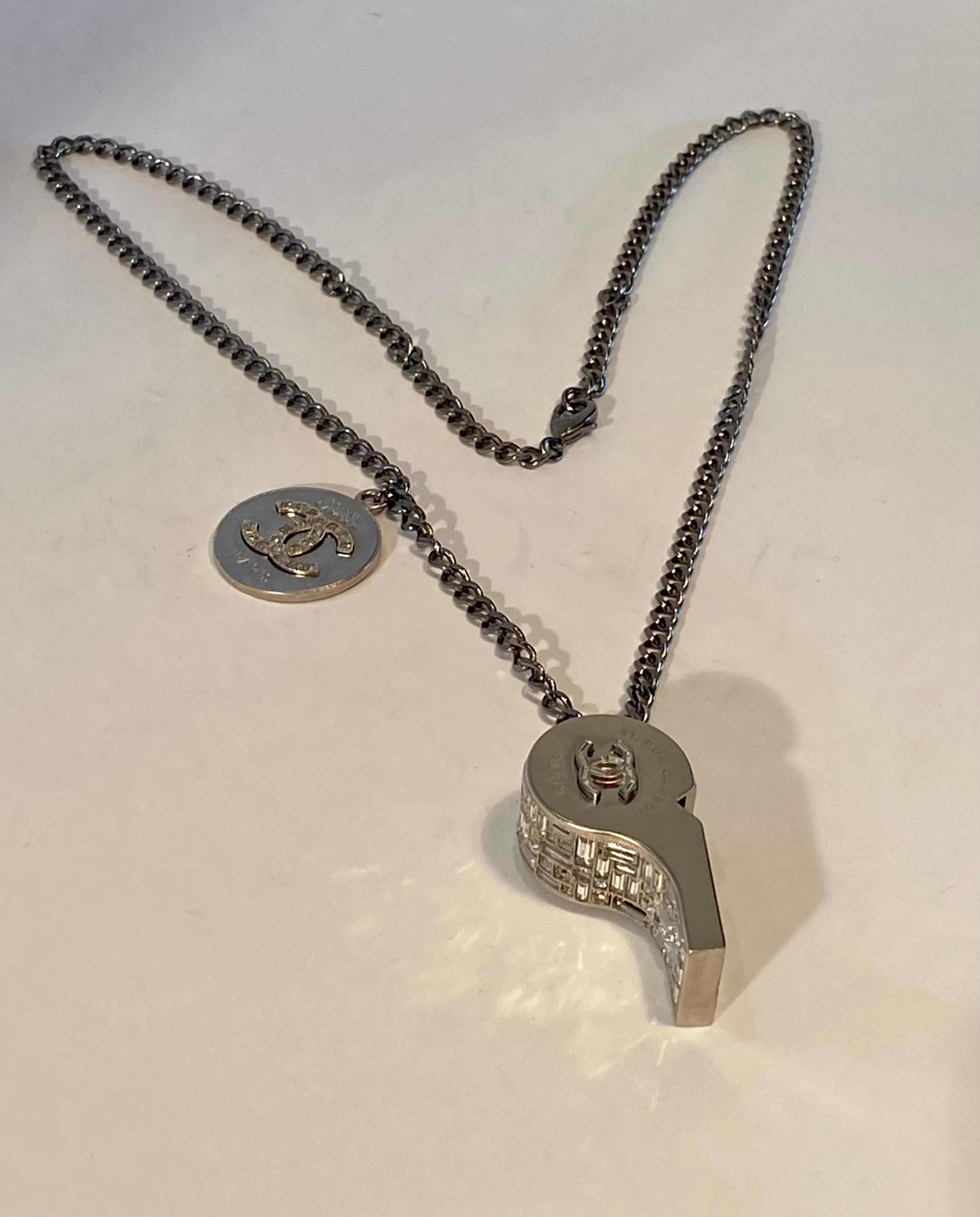 Fancy Chanel Whistle Pendant with CC Medallion Necklace Chain Spring ...