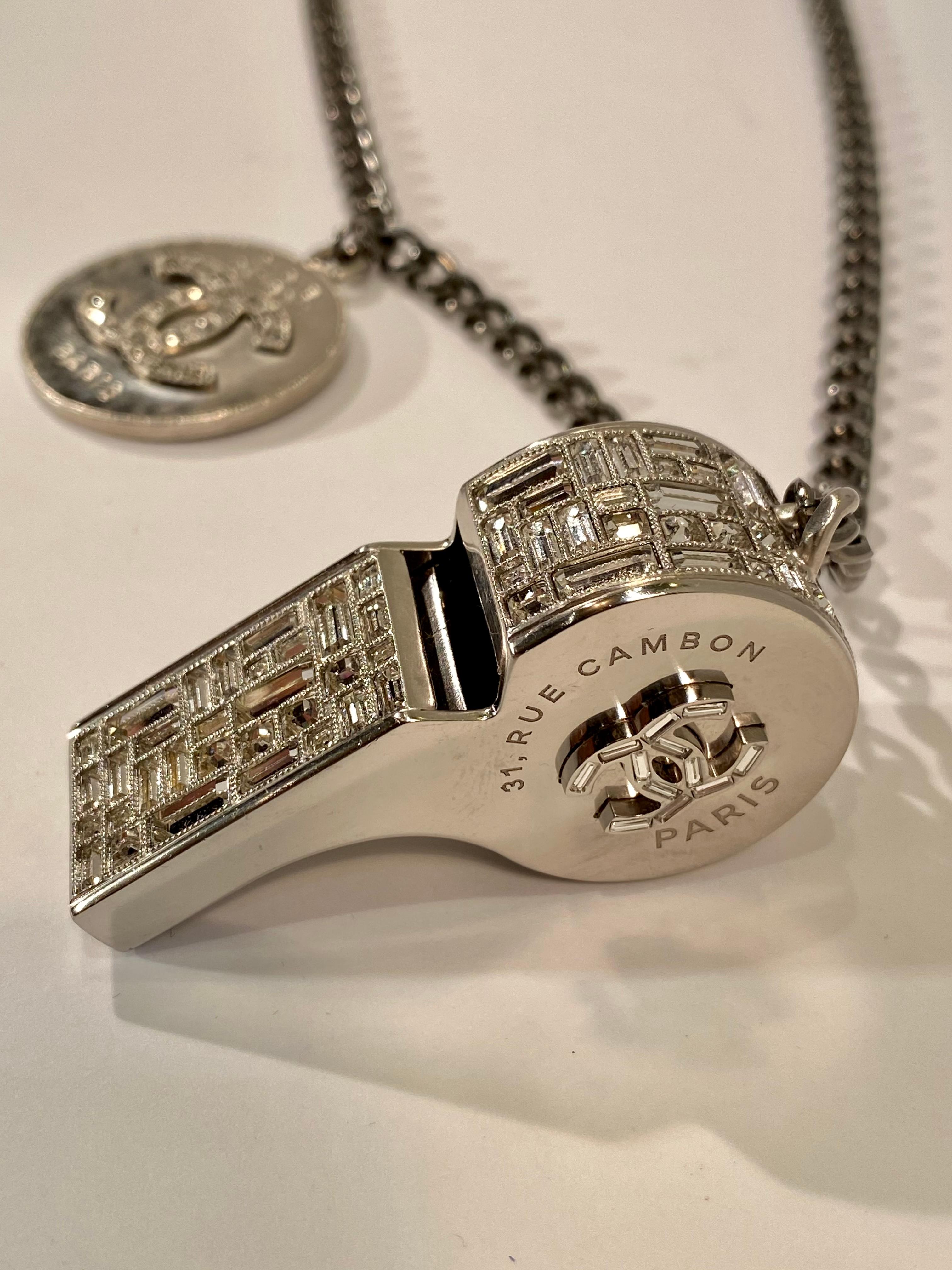 Fancy Chanel Whistle Pendant with CC Medallion Necklace Chain Spring/Summer 2015 In Good Condition In Tustin, CA