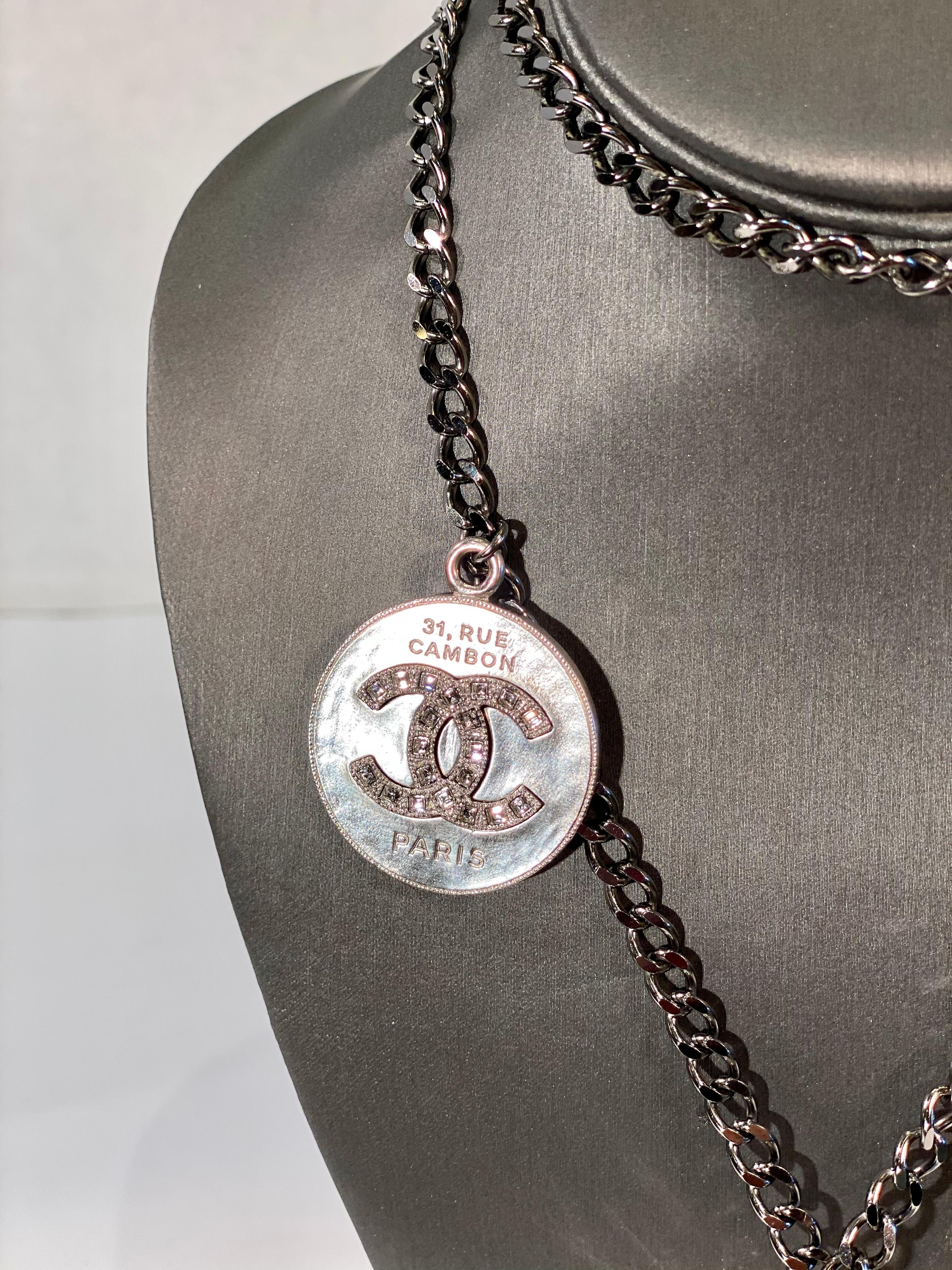 Baguette Cut Fancy Chanel Whistle Pendant with CC Medallion Necklace Chain Spring/Summer 2015