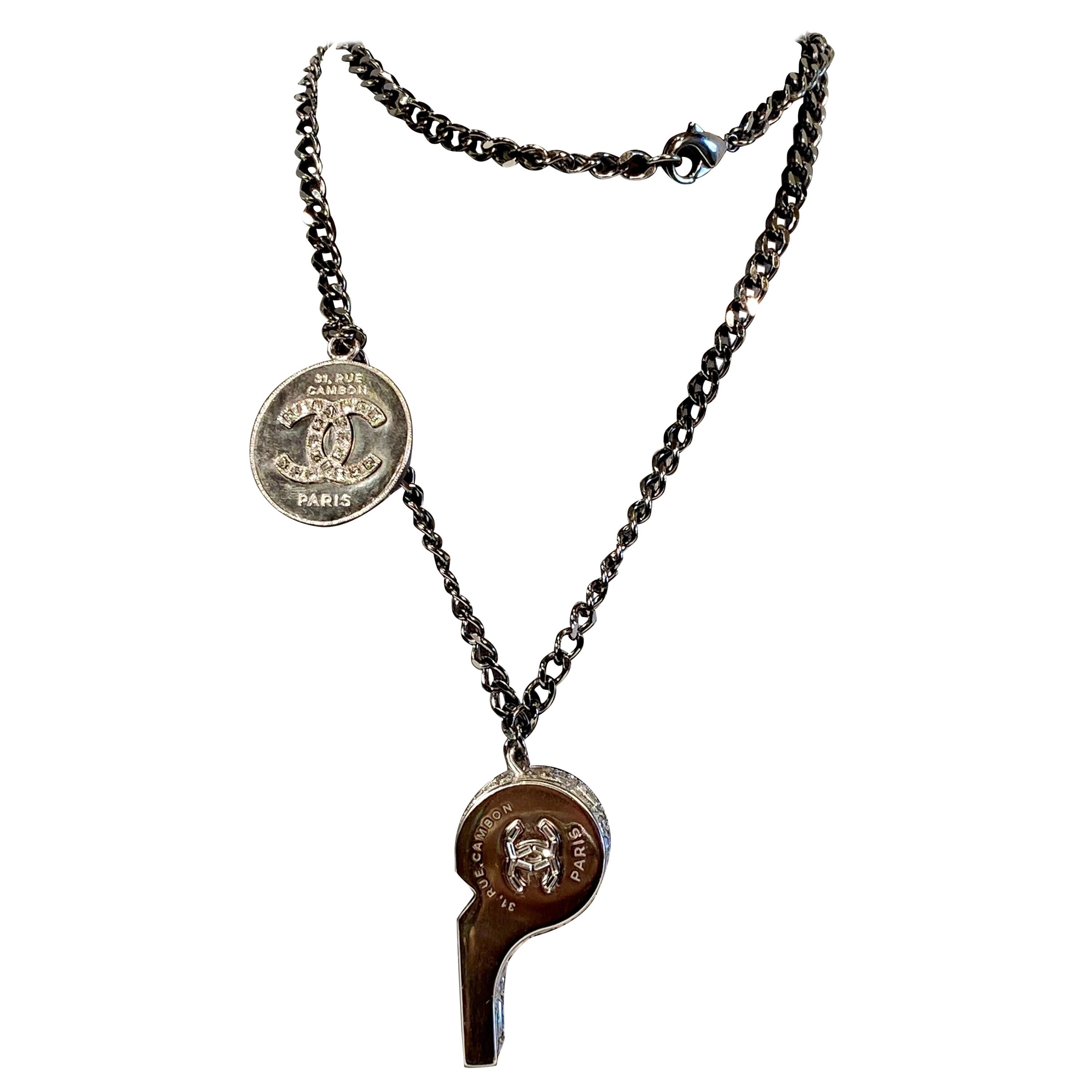 Fancy Chanel Whistle Pendant with CC Medallion Necklace Chain Spring/Summer 2015